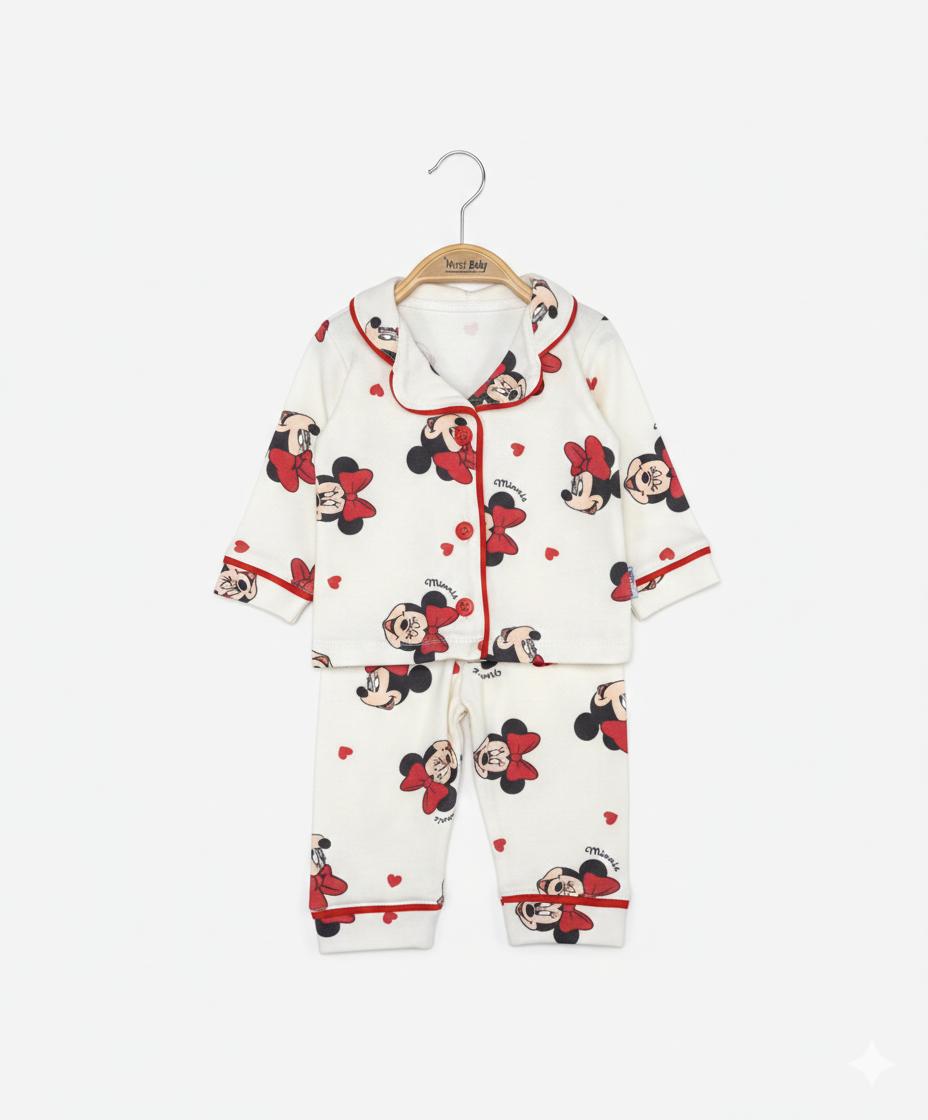 Minnie Renkli Baskı Pijama Takımı