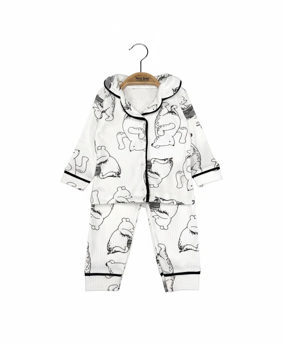 Winnie Siyah Baskılı Pijama Takımı