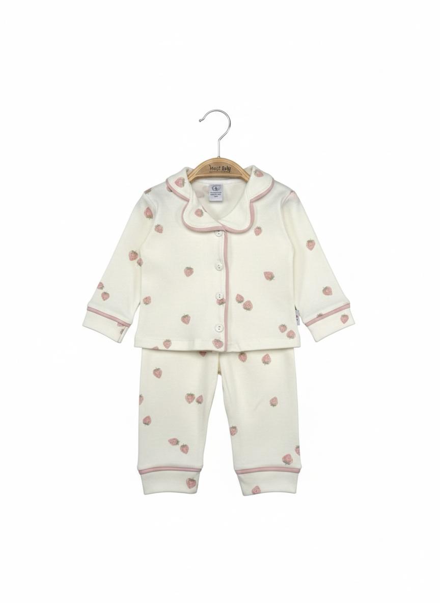 Pembe Çilek Baskılı Pijama Takımı